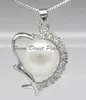 Feine Perlen Schmuck natürlicher 925er Sterlingsilber 18 "Echtes Herzperlen-Anhänger Halskette