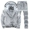 İç Fleece Mens Set Kış Trailtsuits Kadife Hoodies Takım Kırış Kürk Çizeli Sweatshirts Erkekler 2 Parça Set Spor Giyim S 201128