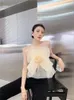 Yeni Tasarım Kadın Yaz Gezazı Kumaş Gül Çiçeği Kolsuz Tüp Top Yelek Tankları Camisole SM