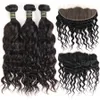 28 30 Human Virgin Hair Straight Bundles With Lace Closure Frontal Brazilian Weave Weft Body Natural Water Deep Wave Jerry Afro Kinky Curly Wet And Wavy 10A Grade