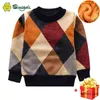 Suéteres para niños, suéter a cuadros a rayas para bebés, ropa de punto para niños, Tops de otoño e invierno, ropa para niños con cuello redondo 211104