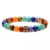 Yoga 7 Chakra Fili di perline di pietra naturale Bracciale in argento antico Braccialetti colorati Donna Uomo Gioielli di moda Will e Sandy