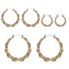 Sliver/Gold Color Big Bamboo Circle Hoop Earrings For Women Hip Hop Large Celebr N58F 260 T2