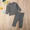 Baby Clothes Set Autumn Unisex 2pcs / set Long Sleeves Boys Girls Home Underwear kostym Toddler 210528