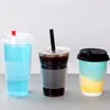 透明な透明なプラスチックの飲み物のカップスリーブの断熱ボトルカバー滑り止めマグカップのコーヒー飲料カップカバーカバーラップ