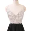 Sexig Chiffon Formal Aftonklänningar 2021 Djup V-Neck-Sequined Crystal Beading A-Line Plus Size Cocktail Prom Party Gowns 01