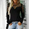 Long Sleeve Shirt Women Sequined Punk Tshirt Hollow Out Tee Shirt Femme Black Tshirt Autumn Womens Clothing T200110