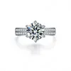 Piatto 925 Fedi nuziali di fidanzamento in argento Anello con diamanti a fascia per regalo di gioielli di moda femminile
