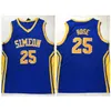 Nikivip Derrick Rose #25 Simeon Zack Morris Basketball Jersey High School Movie Jerseys Blue Yellow Grey 100% Stitched Size S-XXL Top Quality