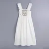 Casual Dresses Summer Women's Dress 2021 Fashion Floral Embroidery Frill Sleeve Modern Lady White Midi Sundress