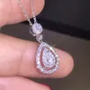 925 Sterling SilverRose Gold Fill Drop Eau Topaze Blanche Poire CZ Diamant Femmes Pendentif Chaîne Collier