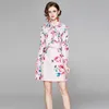 Autumn Elegant Skirts 2 Pieces Set Women's Bow blouse Tops Rose Floral Print Sexy Mini Skirt Sets Ladys Suits 210529
