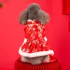 Chinesische Neujahrskleidung Haustier Tang-Anzug Cheongsam Winter Plüsch Stickerei Mantel Jacke Frühlingsfest Hunde Katzen Kostüm