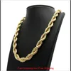 Fashion 5Mm 6Mm Hip Hop Rope Chain Necklace 18K Gold Plated Chain Necklace 24 Inch For Men Tfpfh Hj63G323N