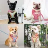 Conjunto de correa de Collar de perro con estampado personalizado, arneses de Collar de perro mascota personalizados, correa para caminar para perros medianos y grandes, Bulldog Francés 211006