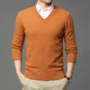 High Quality Fashion Brand Woolen Knit Pullover V Neck Sweater Black For Men Autum Winter Casual Jumper Men Clothes 211102