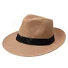 Пляжная шапка соломенные колпачки открытый каникулы шляпа моды унисекс шляпы летние солнца пляж трава оплетка Fedora Trilby широкий Bril Caper Caper Sea Shife Daf156