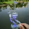 Unik Bong Klein Showerhead Perc Hookahs Heady Glas Bongs Recycler Lavendel Färg Torus Oil Dab Rigs 14mm Kvinna Joint Vattenrör med skål Partihandel XL1943