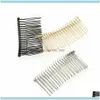 Headbands Jewelry6Pcs/Lot 10 15 20 30 Teeth Black/Gold/Rhodium Pin Wedding Aessories Bridal Hair Combs Diy Jewelry Findings Drop Delivery 20