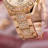 Orologi da polso Orologi da donna in cristallo di lusso Orologio da donna in oro rosa Ginevra Relogio Feminino Horloge Dames Uhr Damen