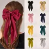 2021 Fashion Bowknot Streamer Hairpin Woman Girls Satin Ribbon Barrette Bow Back Head Spring Clip Ponytail Clip Hair Accessories