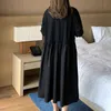 Kadın Artı Boyutu XL-5XL Bayanlar Uzun Kollu Ruffled Cebi O Boyun Gömlek Elbise Bahar Sahte Iki Parçalı Örgü Elbise D0N308N G1214