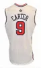 Maillot de basket-ball personnalisé rétro 2000 Vince Carter #9, chemise blanche cousue, taille S-4XL, tous noms et numéros, maillots de qualité supérieure