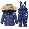 -20 Degrees Winter Clothing Set for Children Boy Girl Ski Suit Dinosaur Elephant Cartoon Baby Snowsuit Parkas Kids Clothes 1-4Y H0909