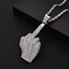 Rhinestone Men Necklace Ice Out Cubic Zircon Hip Hop Finger Animals Pendant Gold Silver Color Charm Chain Jewelry Q0531202v