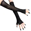 Five Fingers Gloves Streetwear Harajuku Punk Black Spider Web Cosplay Women Half Finger Long Sleeve Gothic Fingerless Emo Lace Mesh Mittens