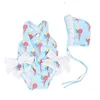 Spanska baby glass badkläder små tjejer strand kostym härlig baddräkt med bågar 210529