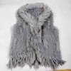 Gilet de fourrure de lapin de lapin de Harppihop Free Womens avec gilet / vestes de raton laveur / vestes Rex tricotés Winte 211120