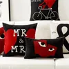 Coussin/oreiller décoratif mode amour étui décoratif rouge noir lettre imprimé housse de coussin décor à la maison Cojines Decorativos Para canapé