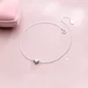 Bracelets de cheville en argent sterling 925 avec petit coeur romantique pour femme Bracelet de cheville S925 Longueur réglable