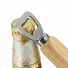 Houten handvat bierflesopener de originele houten kleur handvat + metalen draad tekening opener wijn fles opener tool