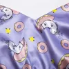 Сексуальные сонные одежды unicorn прекрасный летний пижамы женщины 2 шт набор повседневная атласная пижама женская домашняя одежда без рукавов ночная одежда 210830
