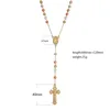 Elfic Gold Plated Three Color Necklace Cubic Zirconia Virgin Mary Necklace Rosary Necklace74690505083167