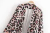 women euro style leopard pattern print open stitch blazer female pocket outwear suit office lady vintage chic casual tops CT183 211006
