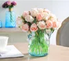 12pcs / lot 25cm Rose Silk Fleurs artificielles Bouquet de mariée romantique Fautes fleurs pour la décoration de mariage à la maison Supplies de fête en salle