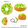 Donut hand pipe Silicone smoking pipes Oil Burner heat resistant 60mm with keychain and glass bowl
