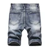 Мужчины дизайнерские печатные джинсовые шорты Летний карманный карманный большой размер случайные разорванные оголенные дыры мужские джинсы тонкие подходят мужские шорты брюки D663