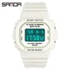 Sanda White Mode Dameshorloges Waterdichte LED Digitale Horloge voor Meisje Klok Dames Sport Horloge Relogio Feminino 293 210310