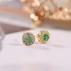 18K guldpläterad naturlig safir silver 925 kvinnor smycken mini gemston smaragd öron studs bröllop örhängen