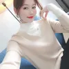 가을 겨울 스웨터 여성 패션 Turtleneck 긴 소매 슬림 가짜 2 조각 풀오버 캐주얼 패치 워크 바닥 무릎 210526