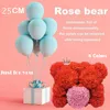 Decorative Flowers & Wreaths Two Teddy Rose Bear Heart Handmade Artificial Permanent Gift For Valentine's Day Anniversary Wedding Party