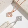 Lucky Grass Main Stone Dancing Pendant Necklace Rose Gold Beating Heart Korean Version Simple and Flexible Clover