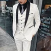 2021 3 pezzi smoking da sposa per uomo scialle nero giacca con risvolto gilet pantaloni personalizza abito da sposo groomsmen abbigliamento formale da uomo