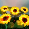 2 Unids Sunflower Style Solar Light LED Césped para jardín al aire libre Patio Patio Al aire libre Jardín Potente Girasol Lámparas solares Luz de noche
