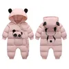 Olekid inverno bebê snowsuit desenhos animados panda espessura quente nascido menino jumpsuit toddler snow terno macacão macacão 211222