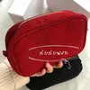 18X12X5CM2021 neue Mode Schwarze oder rote Reißverschlusstasche elegante C Geschenk Schönheit Kosmetiktasche Make-up Organizer Tasche Geschenkbox hübsche Aufbewahrungstasche DIY